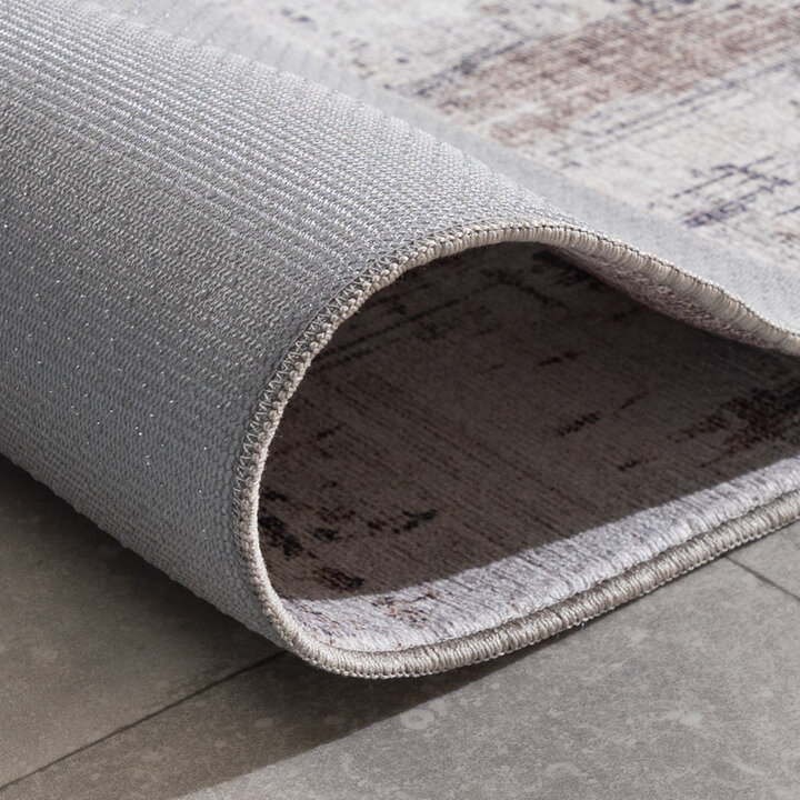 Tvättbar Löpare - Domingo Grunge Taupe/Gräddvit