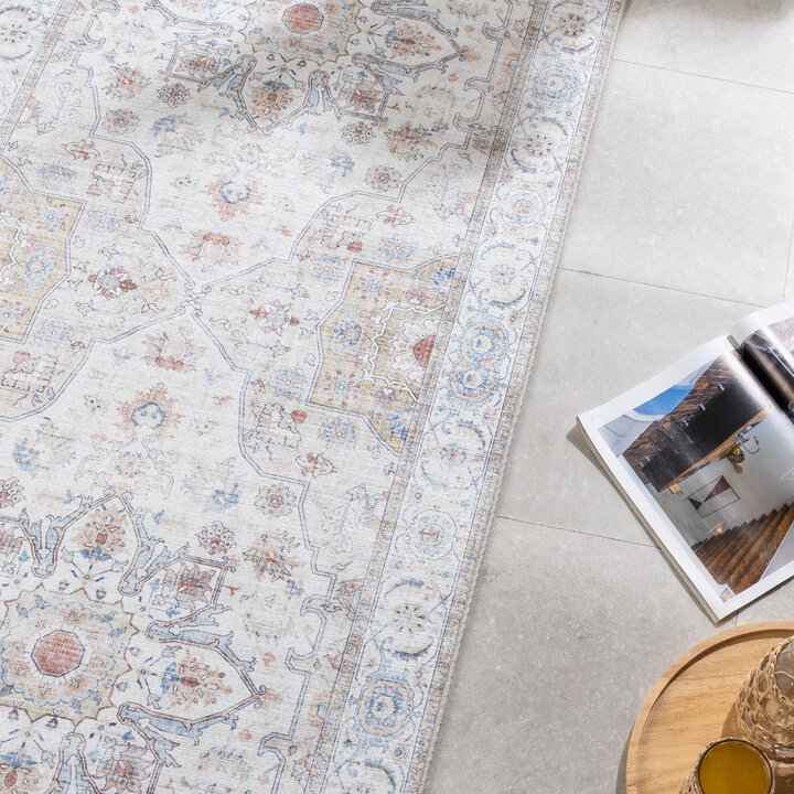 Tvättbar Löpare - Domingo Mandala Vit