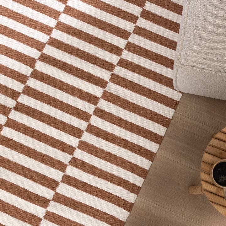 Randig Modern Matta - Dazzle Blocks Brun/Vit