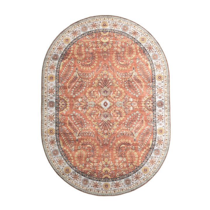 Oval Utomhusmatta Vintage - Santo Flora Terrakotta