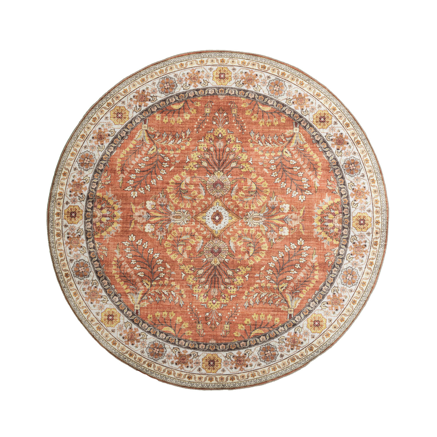 Rund Vintage Utomhusmatta - Santo Flora Terrakotta - sfeer