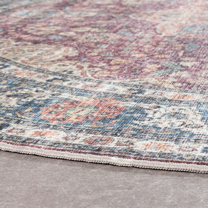 Rund Inomhus- Och Utomhusmattamatta - Kairo Medaillon Bourgogne