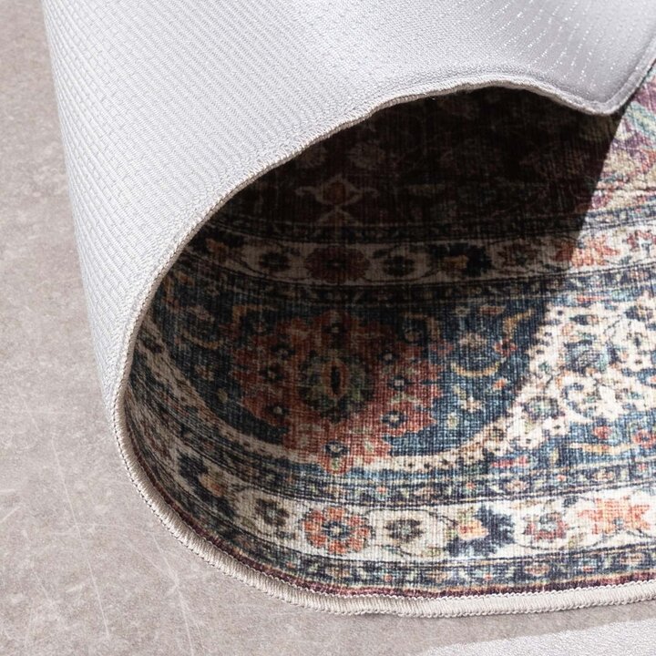 Rund Inomhus- Och Utomhusmattamatta - Kairo Medaillon Bourgogne