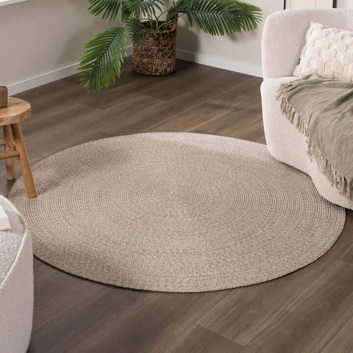 Rund Utomhusmatta I Jute - Bali Gräddvit