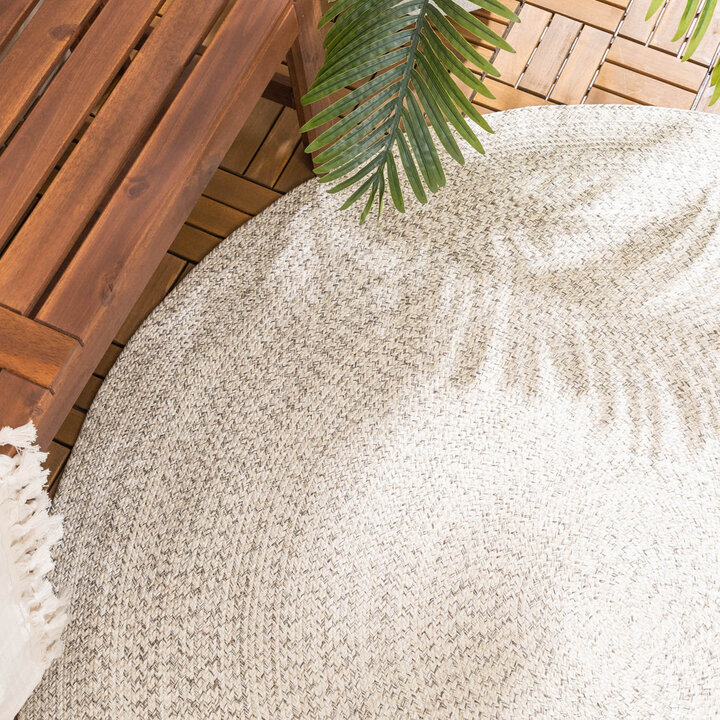 Rund Utomhusmatta I Jute - Bali Vit