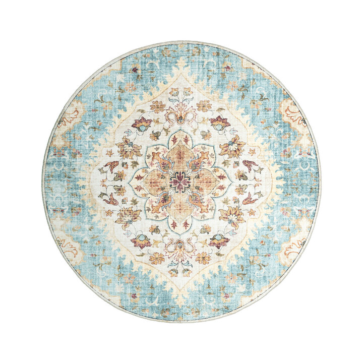 Rund Vintage Utomhusmatta - Santo Mandala Ljusblå
