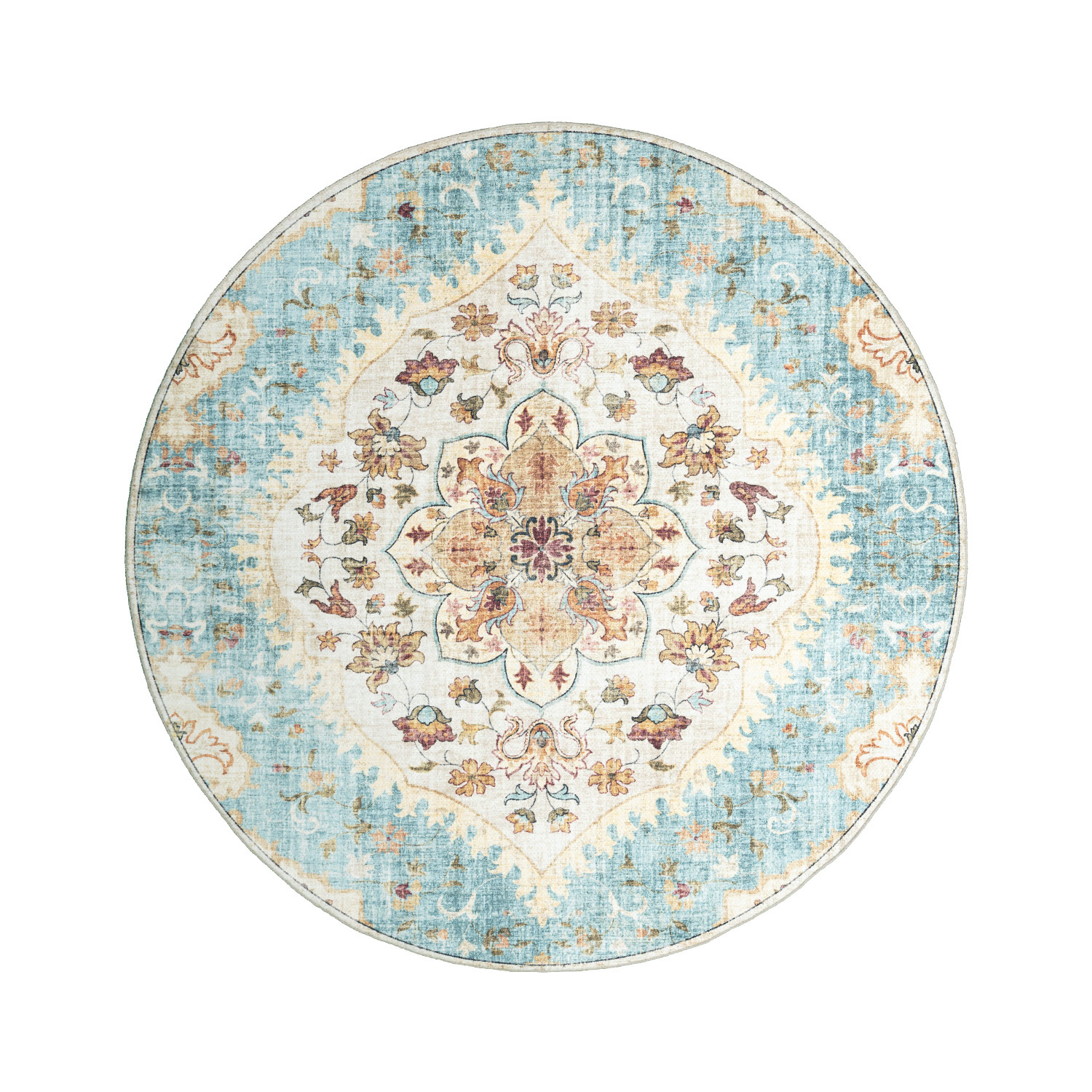 Rund Vintage Utomhusmatta - Santo Mandala Ljusblå - sfeer