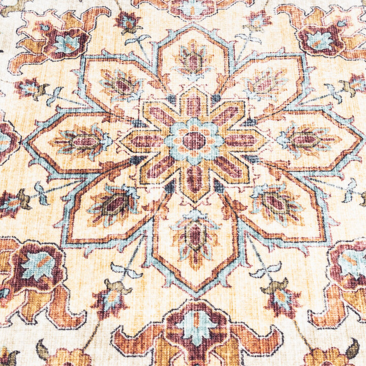 Rund Vintage Utomhusmatta - Santo Medaillon Ljusblå