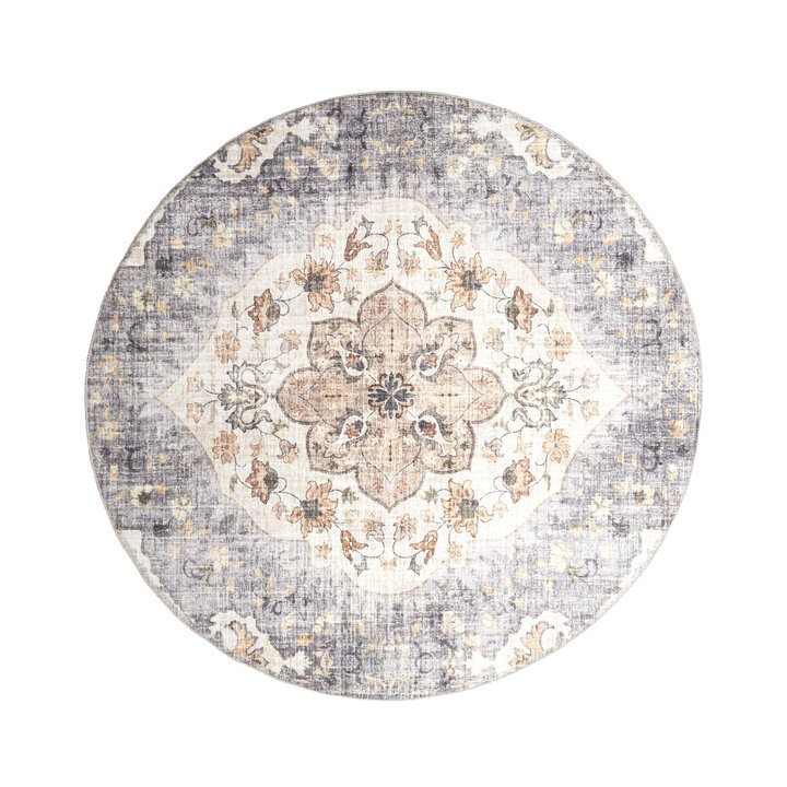 Rund Vintage Utomhusmatta - Santo Mandala Blå/Grå
