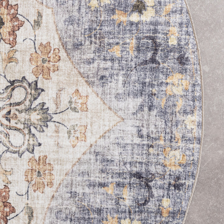 Rund Vintage Utomhusmatta - Santo Mandala Blå/Grå