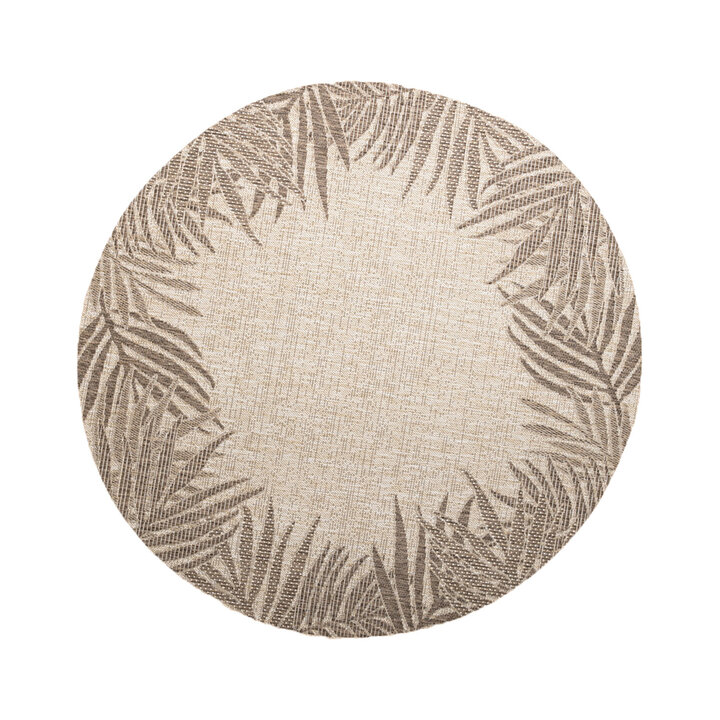 Rund Utomhusmatta - Tiga Edge Taupe
