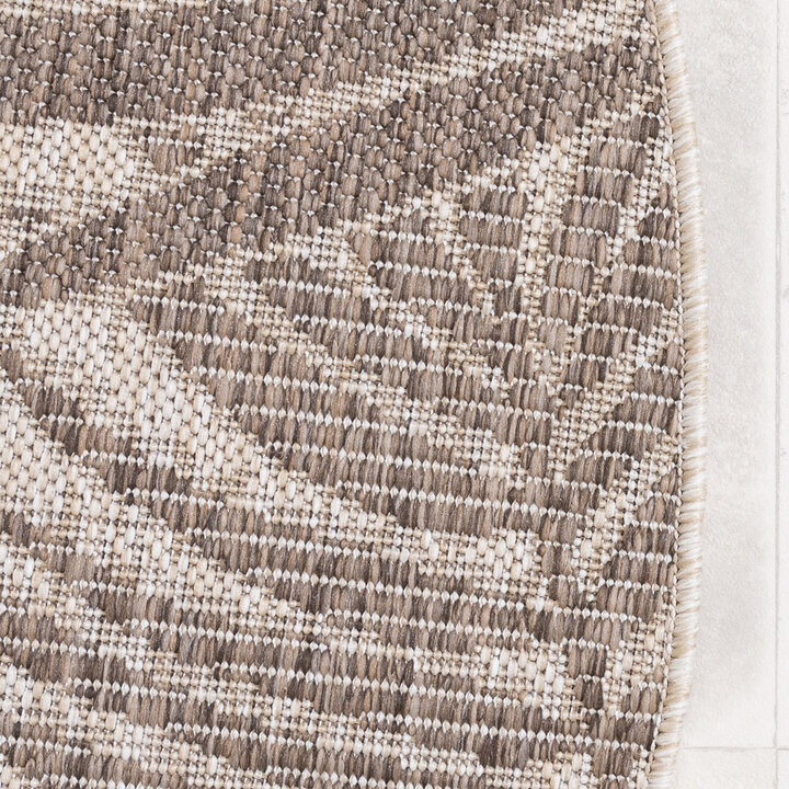 Rund Utomhusmatta - Tiga Edge Taupe