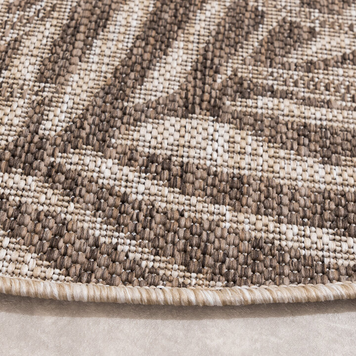 Rund Utomhusmatta - Tiga Edge Taupe