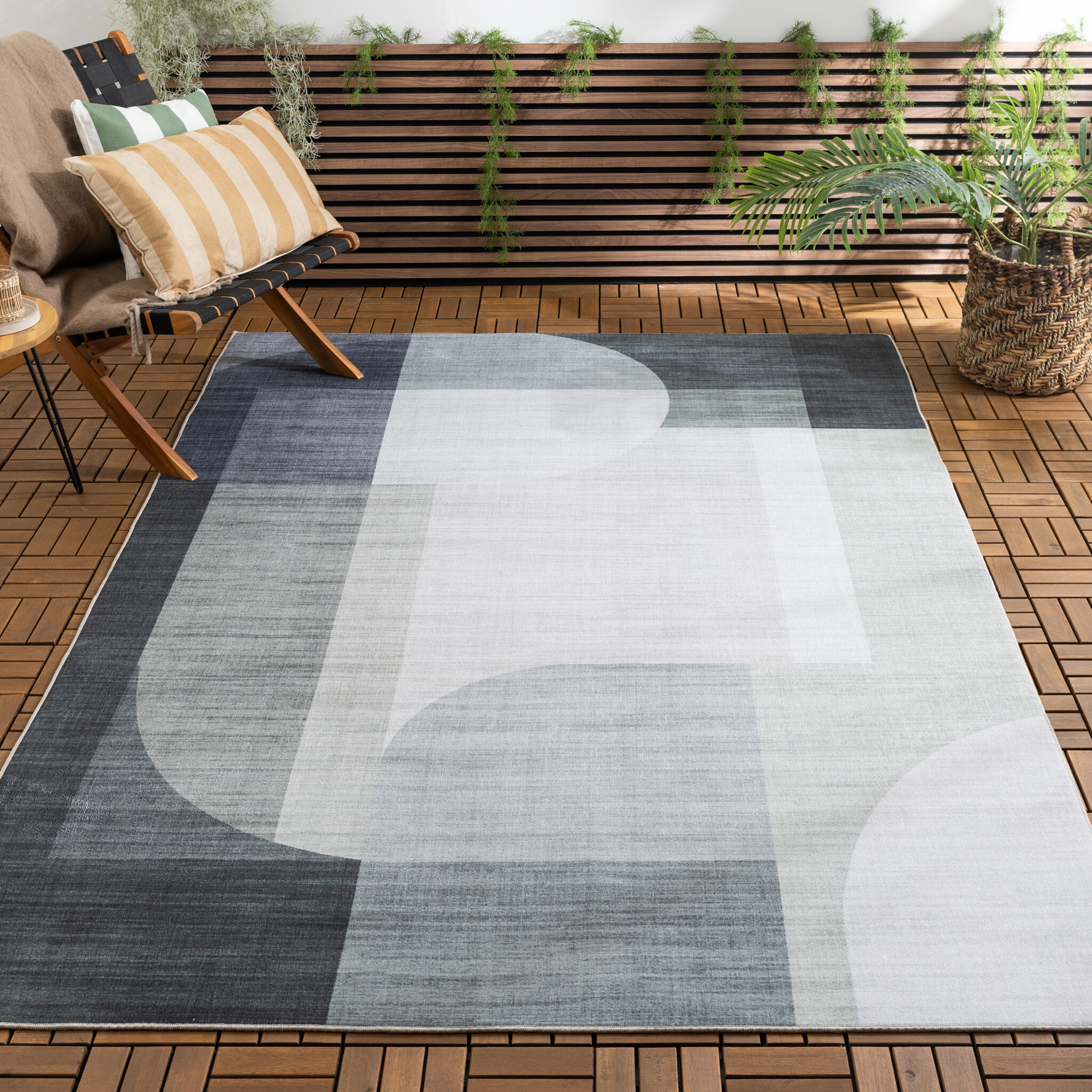 Abstrakt Utomhusmatta - Groovy Shapes Grön/Blå