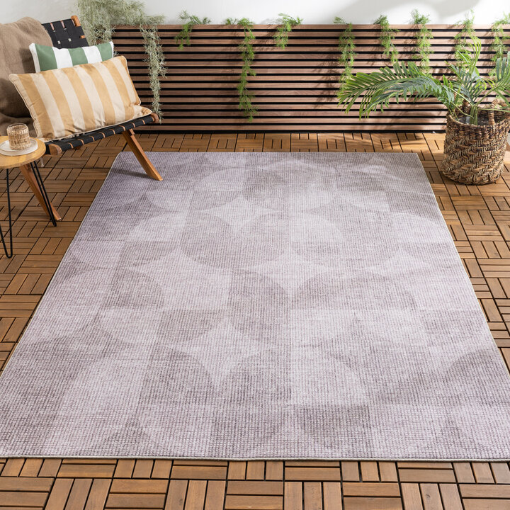 Abstrakt Utomhusmatta - Groovy Tiles Grå