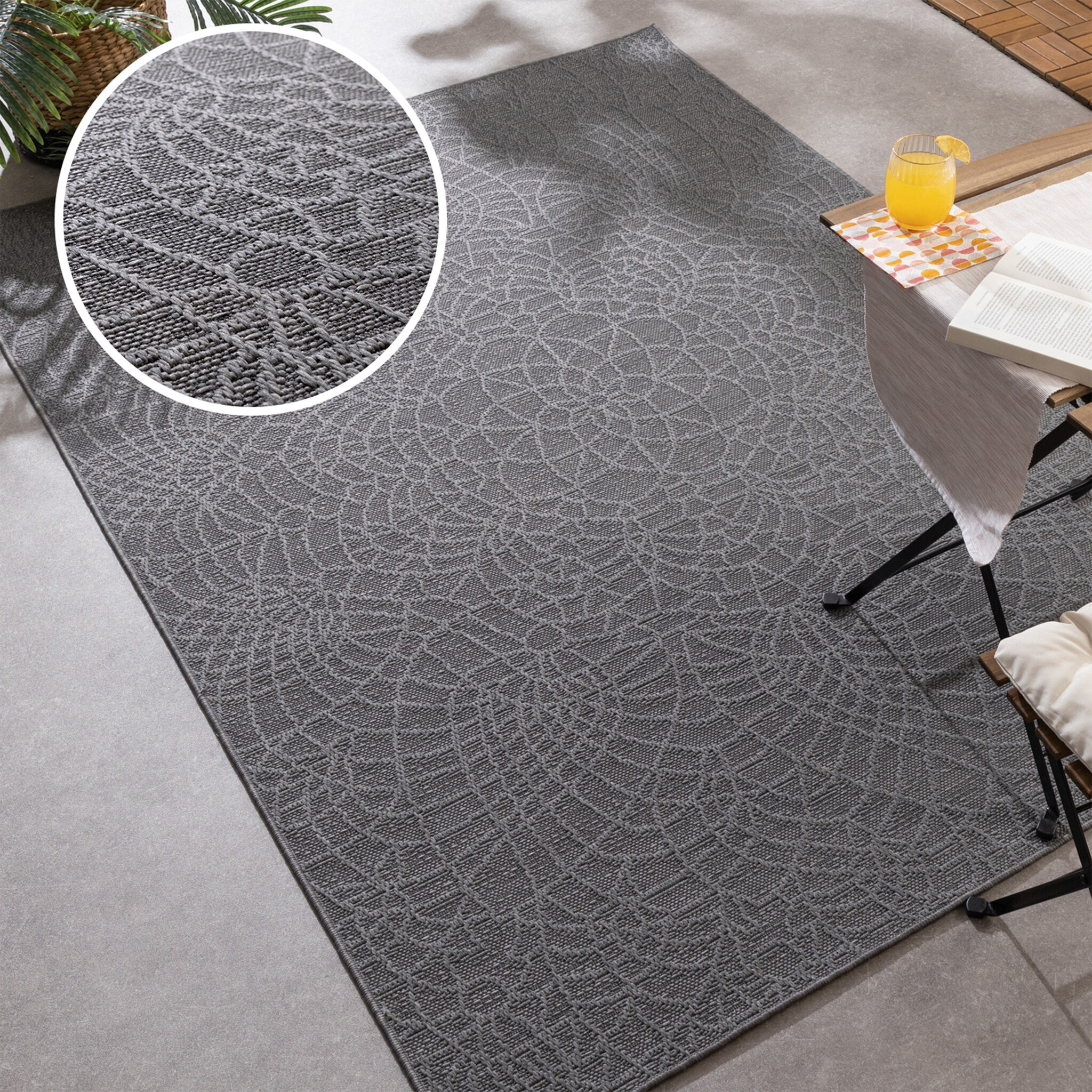 In- Och Utomhusmatta - Dunes Mandala Antracit