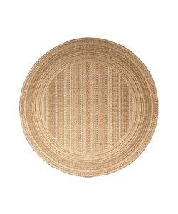 Rund Utomhusmatta I Jute - Mavi Stripes Gräddvit/Brun