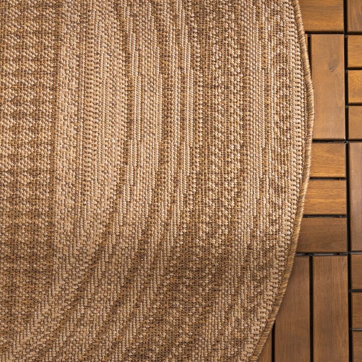 Rund Utomhusmatta I Jute - Mavi Stripes Gräddvit/Brun