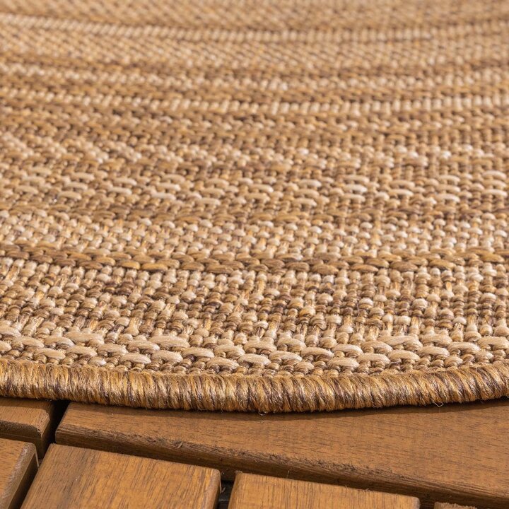 Rund Utomhusmatta I Jute - Mavi Stripes Gräddvit/Brun