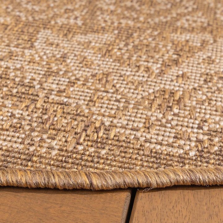 Rund Utomhusmatta I Jute - Mavi Medaillon Brun/Gräddvit