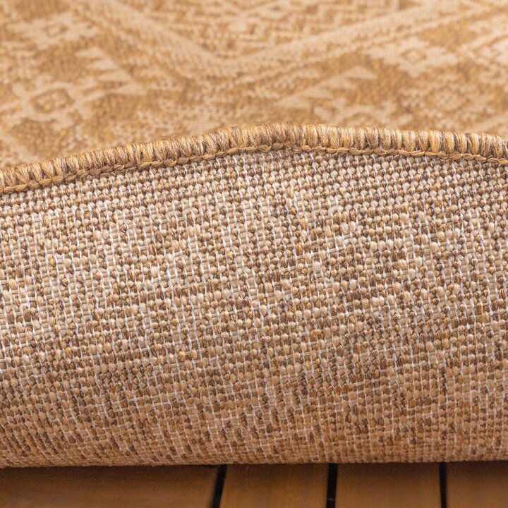 Rund Utomhusmatta I Jute - Mavi Medaillon Brun/Gräddvit