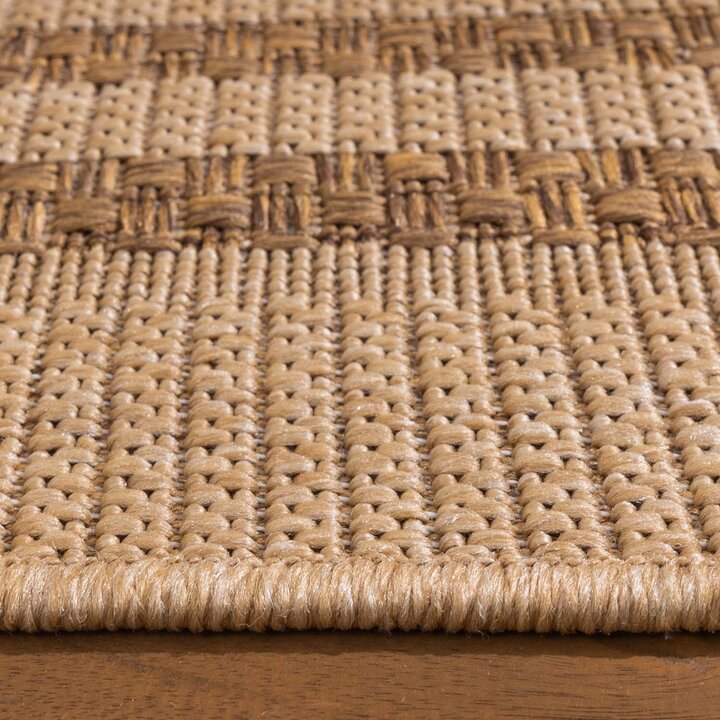 Utomhusmatta I Jute - Mavi Border Gräddvit/Brun