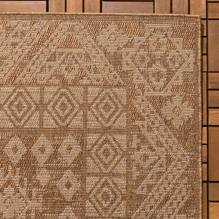 Utomhusmatta I Jute - Mavi Medaillon Brun/Gräddvit