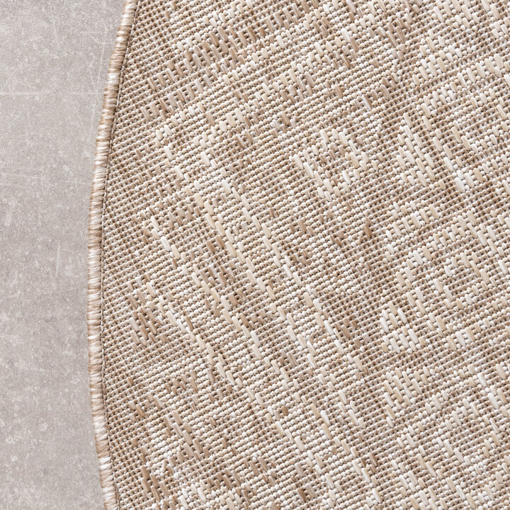 Rund Utomhusmatta I Jute - Atlas Aztec Brun/Gräddvit