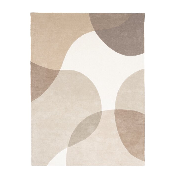 Abstrakt Matta I Ull - Clarice Gräddvit/Beige