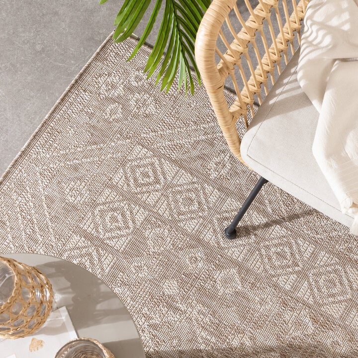 Utomhusmatta I Jute - Atlas Aztec Brun/Gräddvit