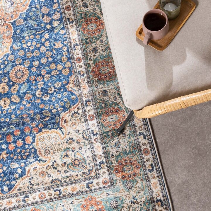 Inomhus- Och Utomhusmattamatta - Kairo Medaillon Mörkblå/Terrakotta