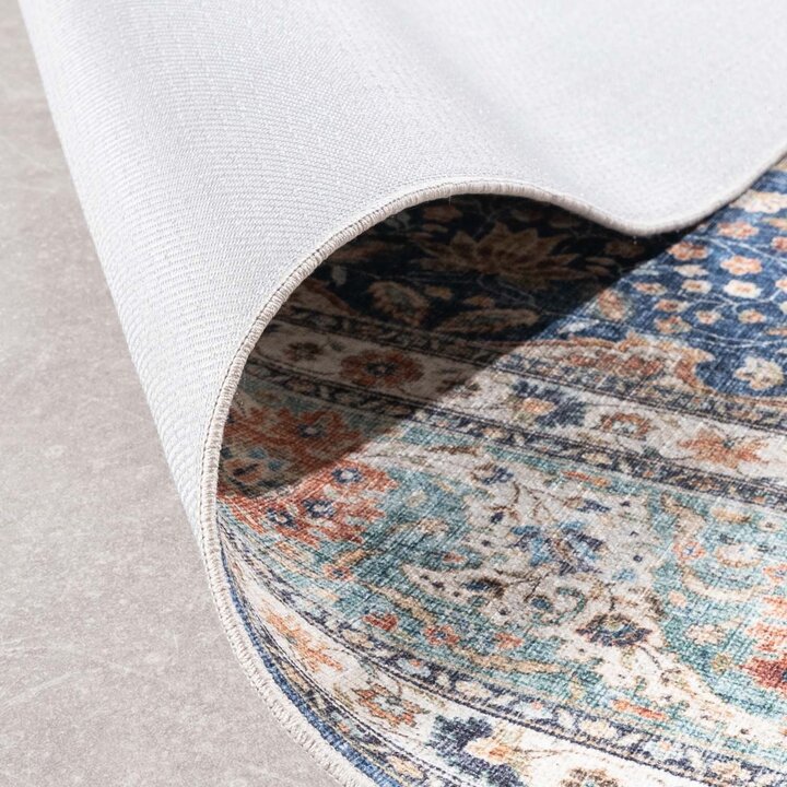 Inomhus- Och Utomhusmattamatta - Kairo Medaillon Mörkblå/Terrakotta