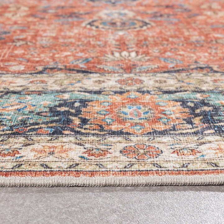 Inomhus- Och Utomhusmattamatta - Kairo Medaillon Terrakotta/Mörkblå