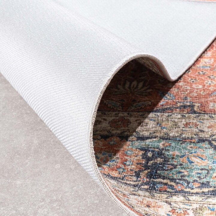 Inomhus- Och Utomhusmattamatta - Kairo Medaillon Terrakotta/Mörkblå