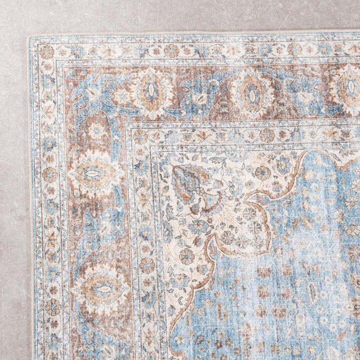 Inomhus- Och Utomhusmattamatta - Kairo Medaillon Ljusblå/Gräddvit