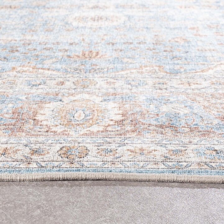 Inomhus- Och Utomhusmattamatta - Kairo Medaillon Ljusblå/Gräddvit