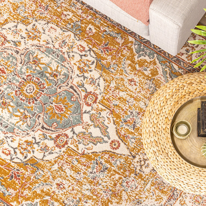 Matta I Vintagestil - Thirza Medaillon Okragul/Flerfärgad