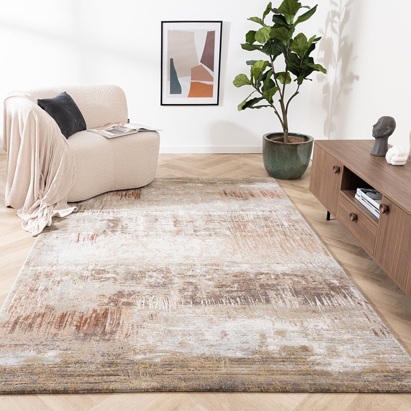 Abstrakt Matta - Xavier Scratch Taupe/Röd