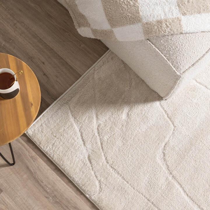 Japandi-Matta - Yori Abstract Gräddvit