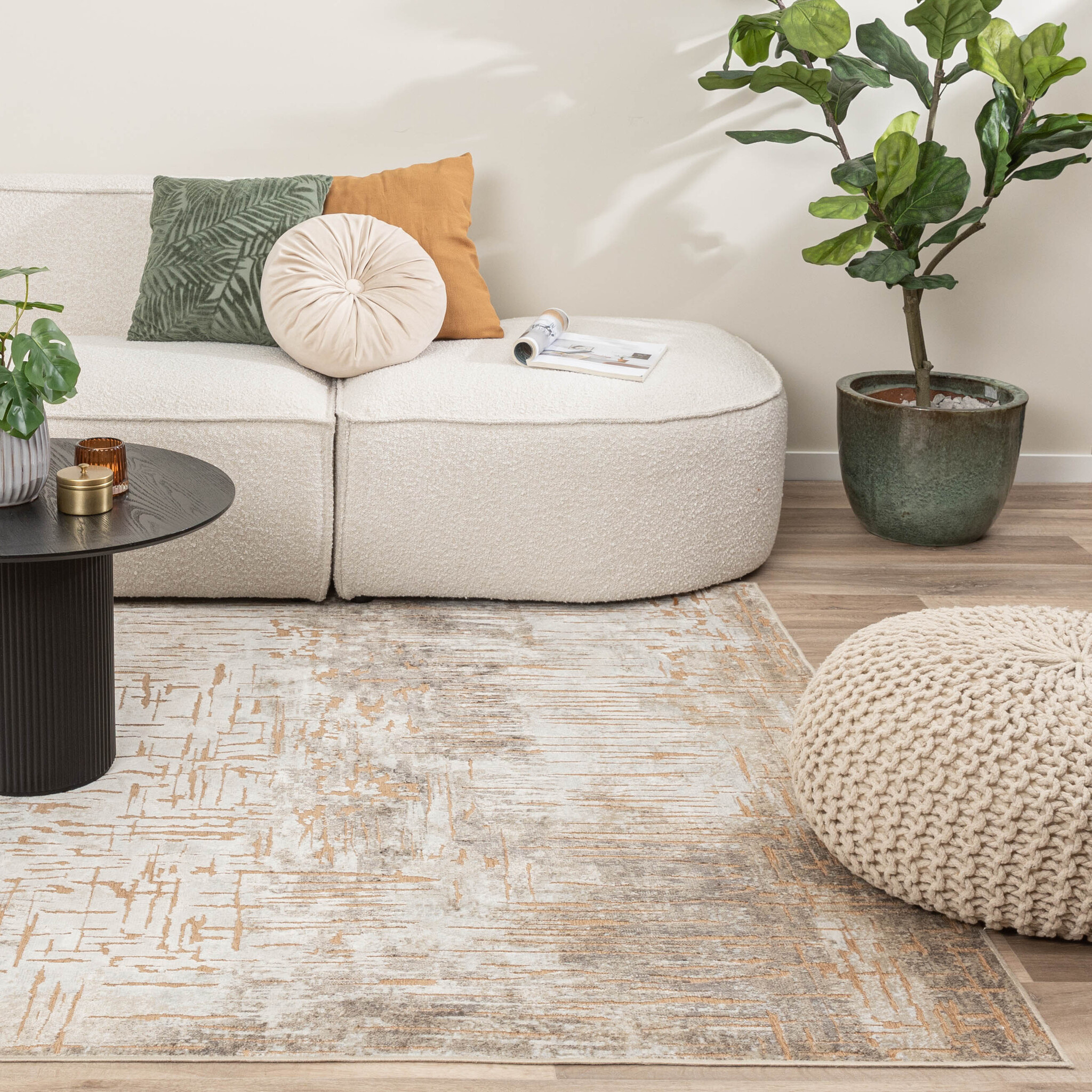 Modern Matta - Hendrix Grunge Gräddvit/Terrakotta