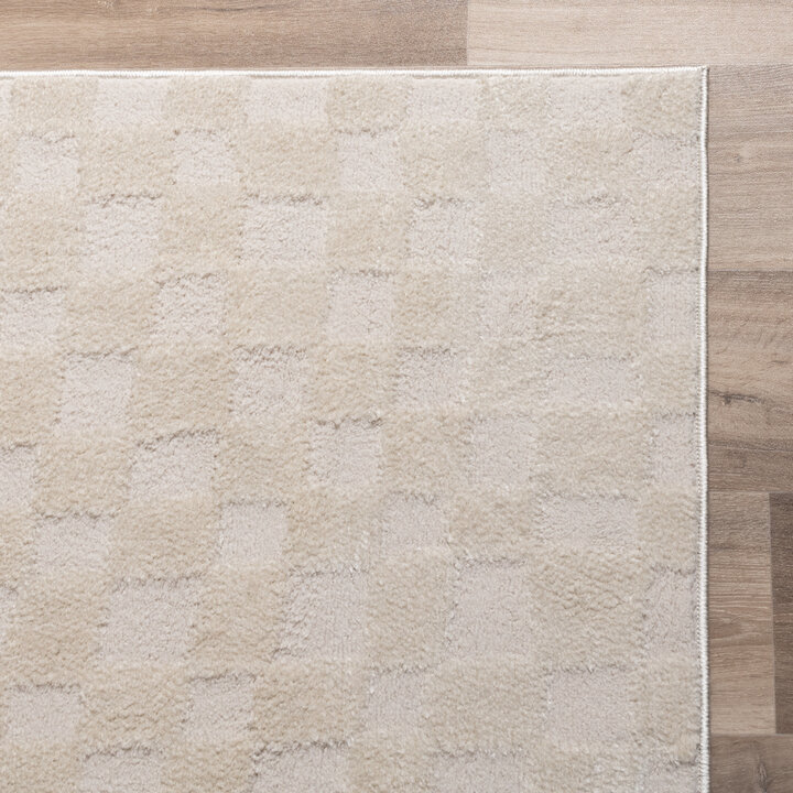 Japandi-Matta - Yori Checkerboard Gräddvit