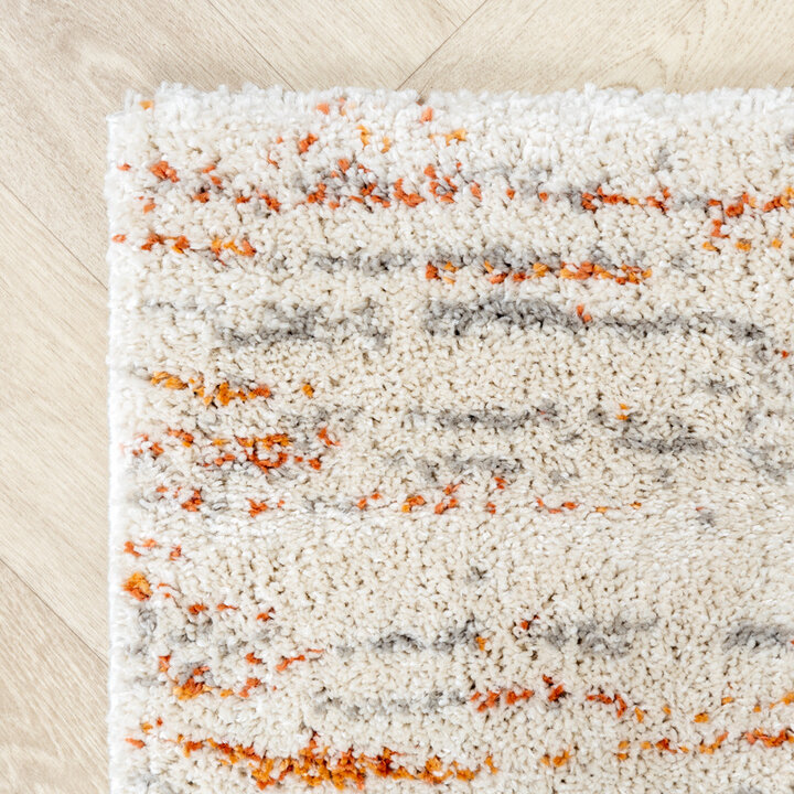 Matta Med Hög Lugg - Blend Gräddvit/Terrakotta