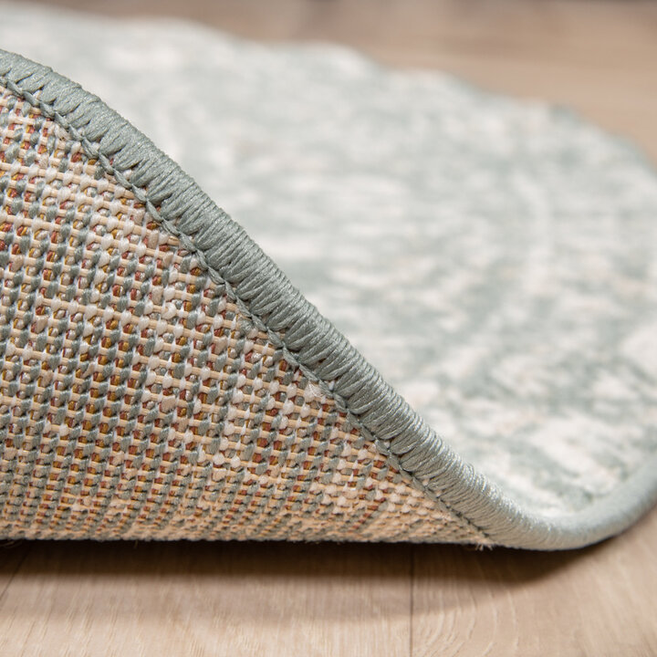 Rund Matta I Vintagestil - Spring Ethnic Grön/Gräddvit