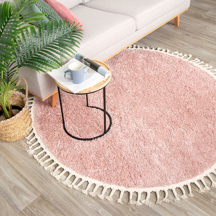 Rund Matta Med Hög Lugg  - Lofty Fringe Rosa