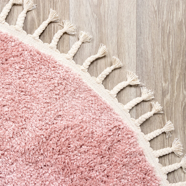 Rund Matta Med Hög Lugg  - Lofty Fringe Rosa