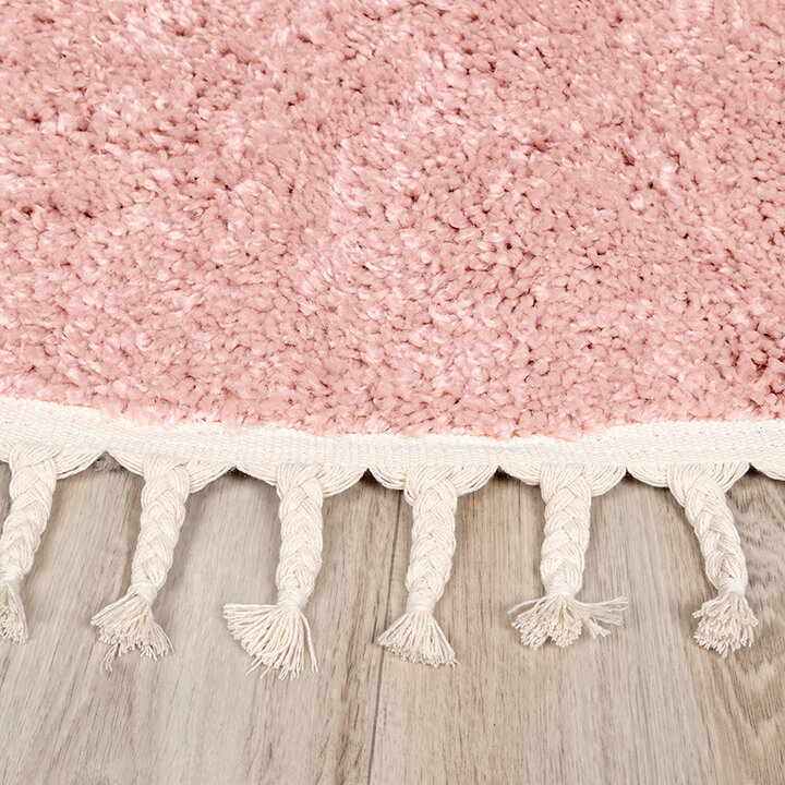 Rund Matta Med Hög Lugg  - Lofty Fringe Rosa