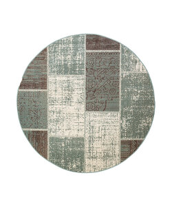 Rund Lapptäckesmatta - Spring Patchwork Grön/Grå