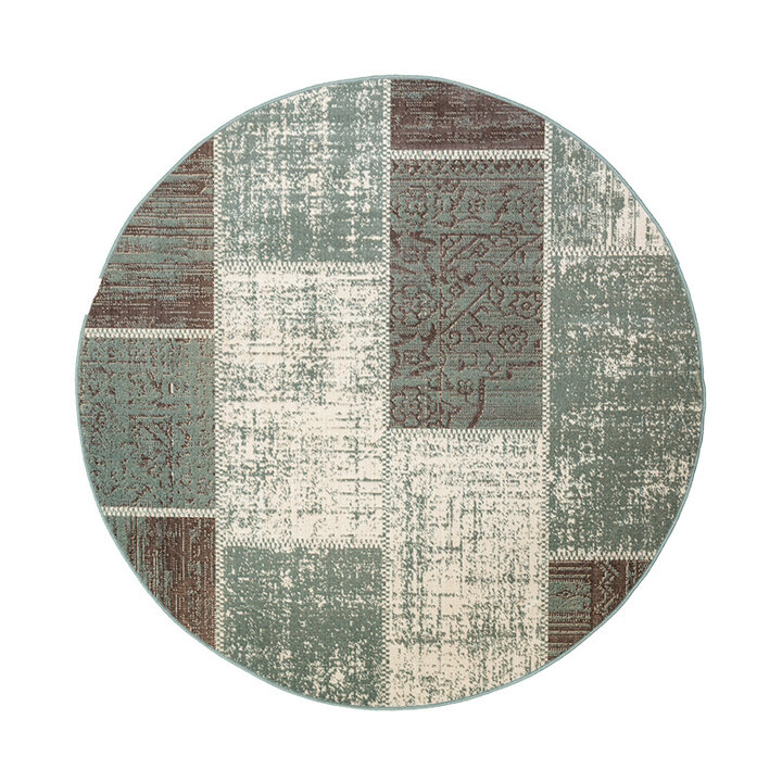 Rund Lapptäckesmatta - Spring Patchwork Grön/Grå