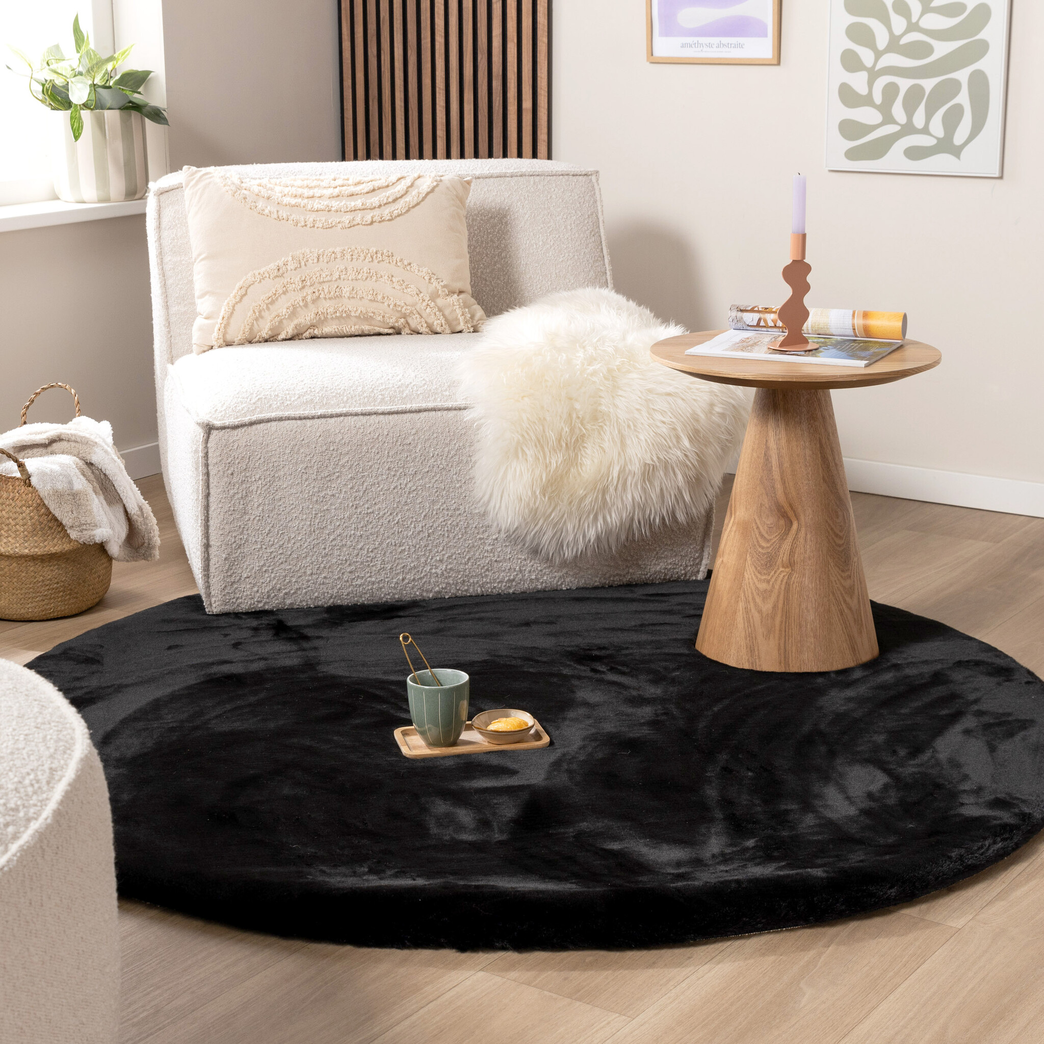 Rund Matta Med Hög Lugg  - Comfy Supreme Svart