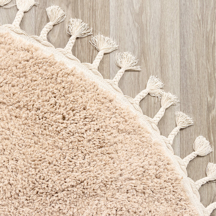 Rund Matta Med Hög Lugg  - Lofty Fringe Beige